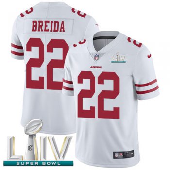 Nike 49ers #22 Matt Breida White Super Bowl LIV 2020 Youth Stitched NFL Vapor Untouchable Limited Jersey