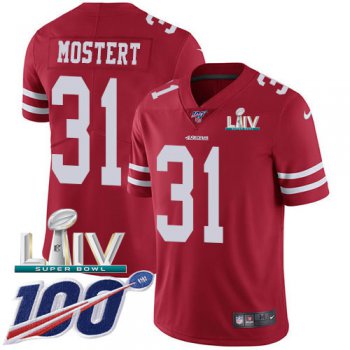 Nike 49ers #31 Raheem Mostert Red Super Bowl LIV 2020 Team Color Men's Stitched NFL 100th Season Vapor Untouchable Limited Jersey