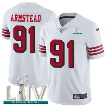 Nike 49ers #91 Arik Armstead White Super Bowl LIV 2020 Rush Youth Stitched NFL Vapor Untouchable Limited Jersey