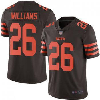 Browns #26 Greedy Williams Brown Men's Stitched Football Limited Rush Jersey