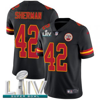 Nike Chiefs #42 Anthony Sherman Black Super Bowl LIV 2020 Men's Stitched NFL Limited Rush Jersey