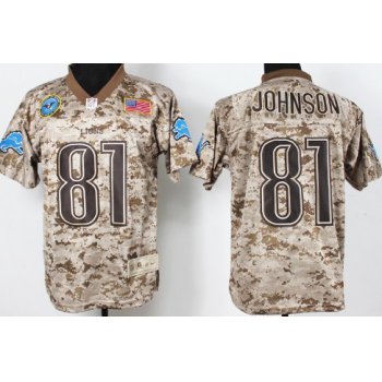 Nike Detroit Lions #81 Calvin Johnson 2013 USMC Camo Elite Jersey