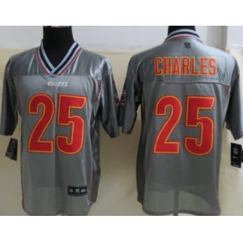 Nike Kansas City Chiefs #25 Jamaal Charles 2013 Gray Vapor Elite Jersey