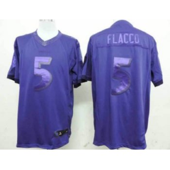 Nike Baltimore Ravens #5 Joe Flacco Drenched Limited Purple Jersey