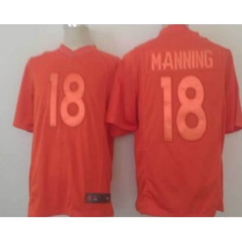 Nike Denver Broncos #18 Peyton Manning Drenched Limited Orange Jersey