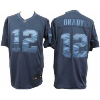 Nike New England Patriots #12 Tom Brady Drenched Limited Blue Jersey