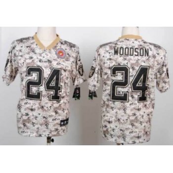 Nike Oakland Raiders #24 Charles Woodson 2013 USMC Camo Elite Jersey