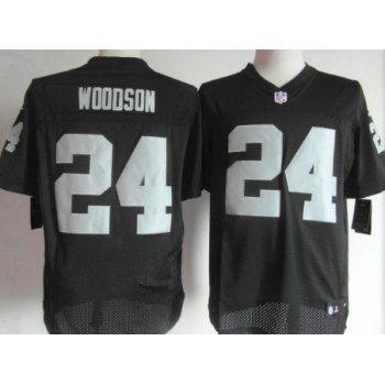 Nike Oakland Raiders #24 Charles Woodson Black Elite Jersey