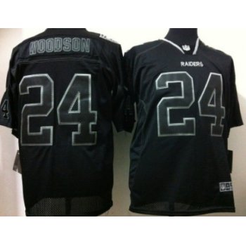 Nike Oakland Raiders #24 Charles Woodson Lights Out Black Elite Jersey