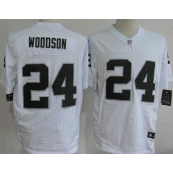 Nike Oakland Raiders #24 Charles Woodson White Elite Jersey