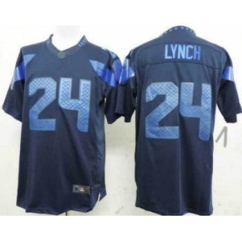 Nike Seattle Seahawks #24 Marshawn Lynch Drenched Limited Blue Jersey