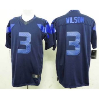 Nike Seattle Seahawks #3 Russell Wilson Drenched Limited Blue Jersey