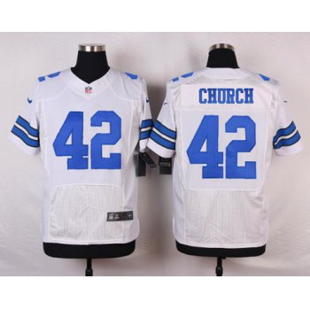 Men's Dallas Cowboys #42 Barry Church White Road NFL Nike Elite Jersey