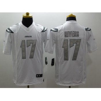 Men's San Diego Chargers #17 Philip Rivers White Platinum NFL Nike Limited Jersey