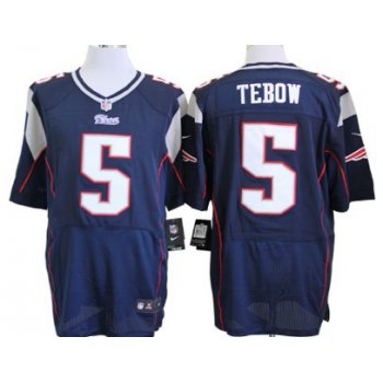 Nike New England Patriots #5 Tim Tebow Blue Elite Jersey