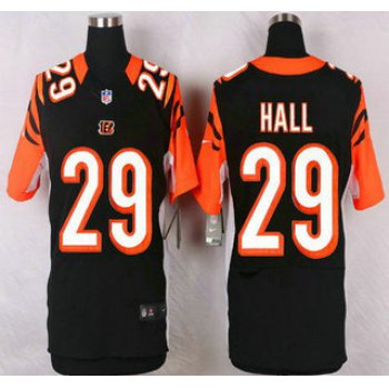 Men's Cincinnati Bengals #29 Leon Hall Black Team Color NFL Nike Elite Jersey