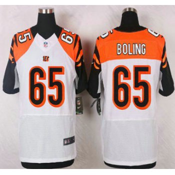 Men's Cincinnati Bengals #65 Clint Boling White Road NFL Nike Elite Jersey