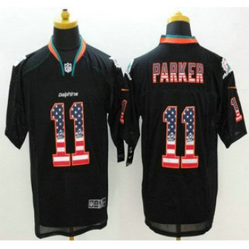 Men's Miami Dolphins #11 DeVante Parker Black USA Flag Fashion NFL Nike Elite Jersey