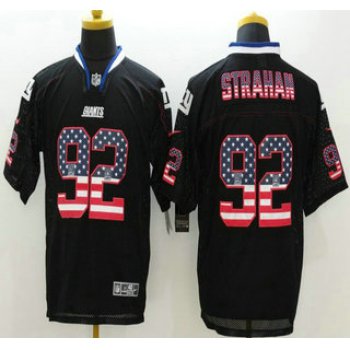 Men's New York Giants #92 Michael Strahan Nike 2015 USA Flag Fashion Black Elite Jersey