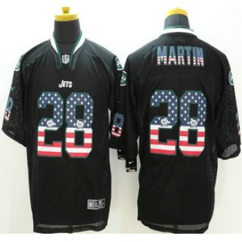 Men's New York Jets #28 Curtis Martin Nike 2015 USA Flag Fashion Black Elite Jersey