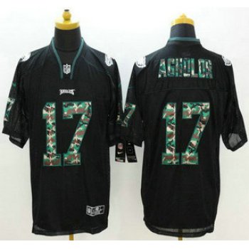 Men's Philadelphia Eagles #17 Nelson Agholor Black With Camo Fashion NFL Nike Elite Jersey