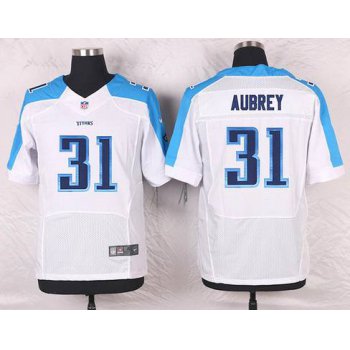 Men's Tennessee Titans #31 Josh Aubrey White Road NFL Nike Elite Jersey