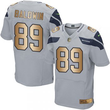 Nike Seahawks #89 Doug Baldwin Grey Alternate Men's Stitched NFL Elite Gold Jersey