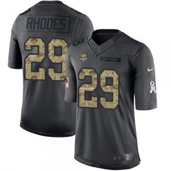 Men's Minnesota Vikings #29 Xavier Rhodes Black Anthracite 2016 Salute To Service Stitched NFL Nike Limited Jersey