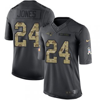 Men's New England Patriots #24 Cyrus Jones Black Anthracite 2016 Salute To Service Stitched NFL Nike Limited Jersey