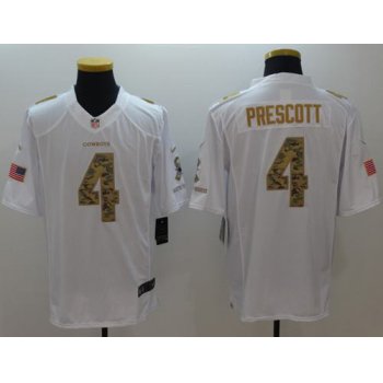 Nike Cowboys #4 Dak Prescott White Men's Stitched NFL Limited Salute To Service Jersey