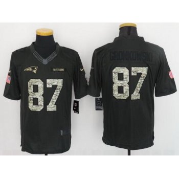 Men's New England Patriots #87 Rob Gronkowski Black Anthracite 2016 Salute To Service Stitched NFL Nike Limited Jersey