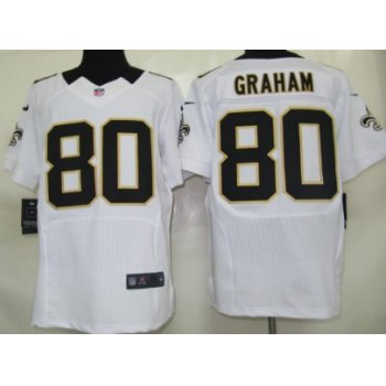 Nike New Orleans Saints #80 Jimmy Graham White Elite Jersey