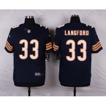 Men's Chicago Bears #33 Jeremy Langford Navy Blue Team Color NFL Nike Elite Jersey