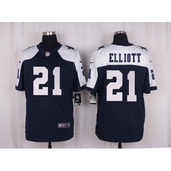 Men's Dallas Cowboys #21 Ezekiel Elliott Navy Blue Thanksgiving Alternate NFL Nike Elite Jersey