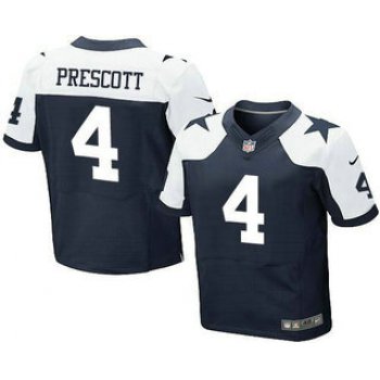 Men's Dallas Cowboys #4 Dak Prescott Navy Blue Thanksgiving Alternate NFL Nike Elite Jersey