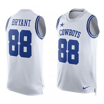 Men's Dallas Cowboys 88 Dez Bryant Nike White Printed Player Name & Number Tank Top