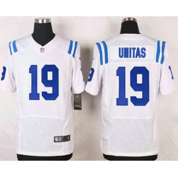 Men's Indianapolis Colts #19 Johnny Unitas White Road NFL Nike Elite Jersey