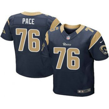 Men's Los Angeles Rams #76 Orlando Pace Navy Blue Team Color NFL Nike Elite Jersey