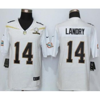 Men's Miami Dolphins #14 Jarvis Landry White 2016 Pro Bowl Stitched NFL Nike Elite Jersey