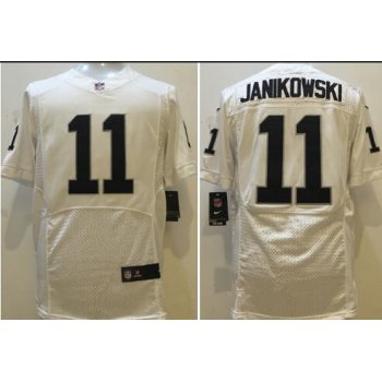 Men's Oakland Raiders #11 Sebastian Janikowski New White Road Stitched NFL Nike Elite Jersey