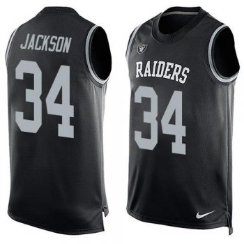 Men's Oakland Raiders 34 Bo Jackson Nike Black Printed Player Name & Number Tank Top