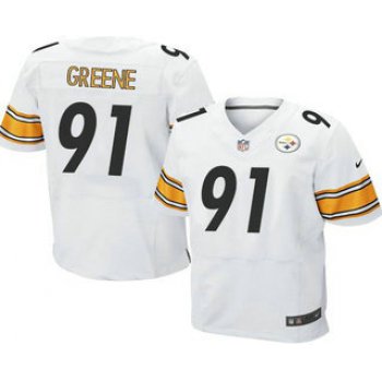 Men's Pittsburgh Steelers #91 Kevin Greene White Road NFL Nike Elite Jersey