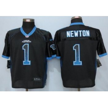 Nike Carolina Panthers #1 Cam Newton Black Drift Fashion NFL Nike Elite Jersey