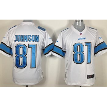 Nike Detroit Lions #81 Calvin Johnson White Game Jersey