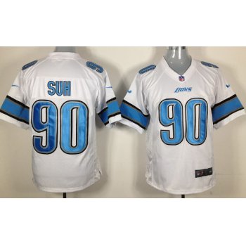 Nike Detroit Lions #90 Ndamukong Suh White Game Jersey