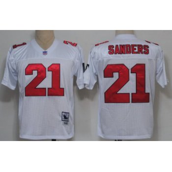 Atlanta Falcons #21 Deion Sanders White Throwback Jersey