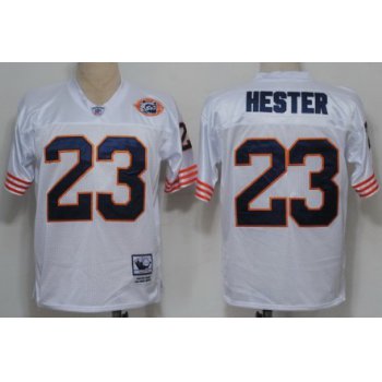 Chicago Bears #23 Devin Hester White Throwback With Bear Patch Jersey