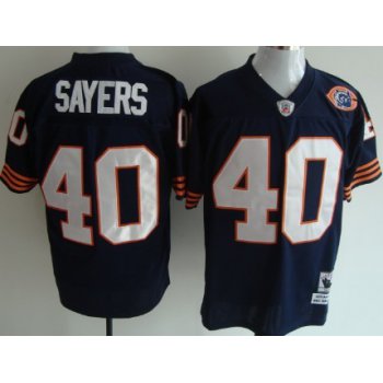 Chicago Bears #40 Gale Sayers Blue Throwback With Bear Patch Jersey