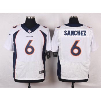 Men's Denver Broncos #6 Mark Sanchez White Road NFL Nike Elite Jersey