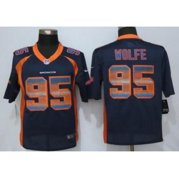 Men's Denver Broncos #95 Derek Wolfe Navy Blue Strobe 2015 NFL Nike Fashion Jersey